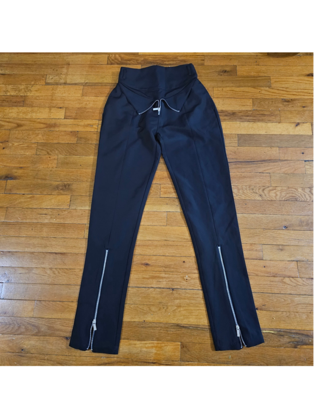Women's Maniere de voir High-Waisted Zipper Detail Trousers Black Size S